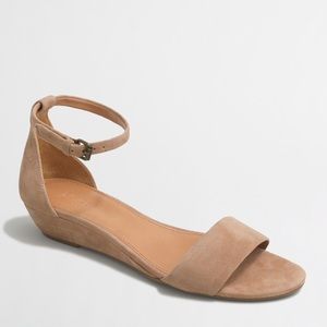 JCrew suede demi-wedge sandals in color saddle